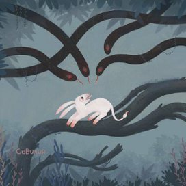 иллюстрация испуганного зайца 