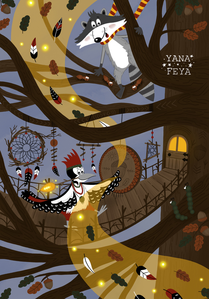 Дятел шаман с волшебной палочкой