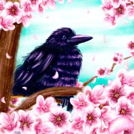 "Граченок на цветущей вишни"