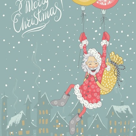 Рождественская открытка с Санта Клаусом