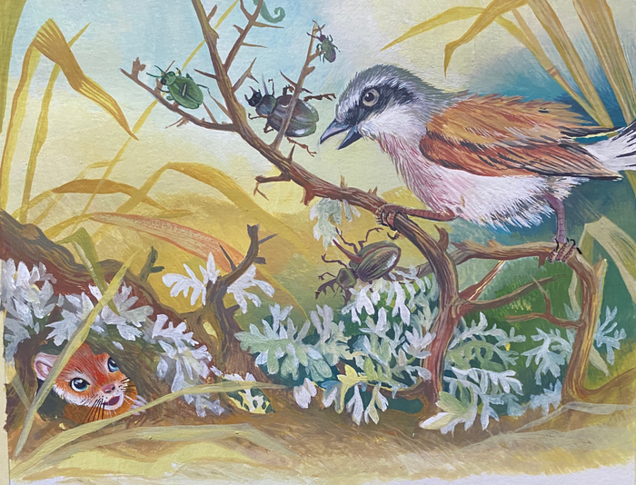 Мышонок Пик прячется от хищника 