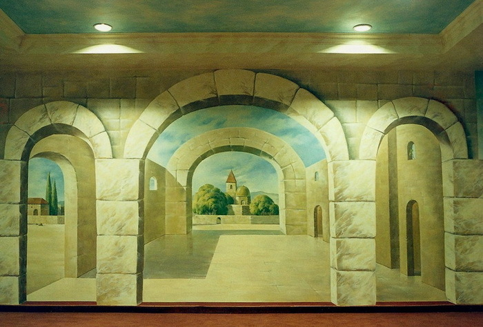 Fragment of interior painting (restaurant)