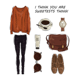 Autumn set ( fashion одежда  коллекция look glamor illustration clotches lфэшн иллюстрация  гламур )