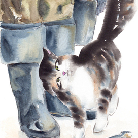 Иллюстрация к книге Бориса Житкова "Беспризорная кошка"