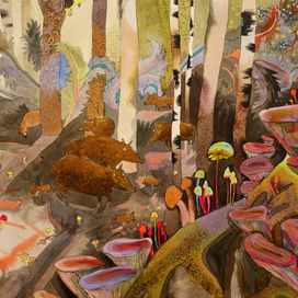 Трухлявый пень, акварель, 40х60, 2014 (фрагменты)