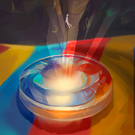 Человек в свете стекла