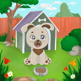 Щенок на заднем дворе 