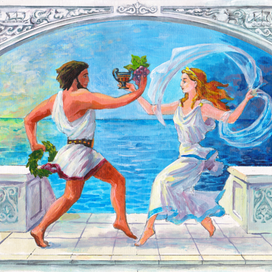 Эскиз к росписи на стене: средняя часть триптиха