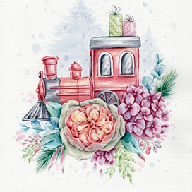 Детский паровозик с цветами