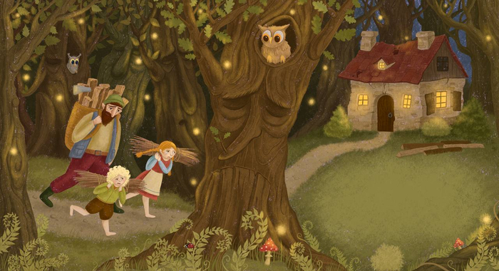 Иллюстрация к сказке Пряничный домик 🍭