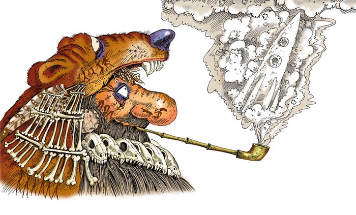 Иллюстрация к книге А. Усачёва «Первобытная история», издательство «Азбука», 2015 г.