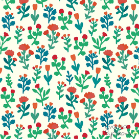 Цветы и травы на светлом фоне. Минималистичный бесшовный паттерн