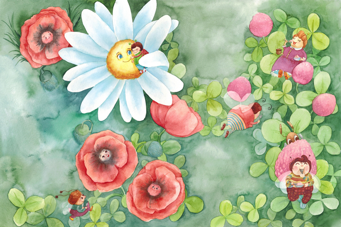 Ромашка, мак и кашка