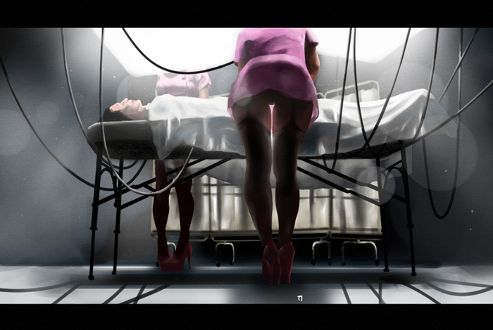 Медсестрёнка, набросок.