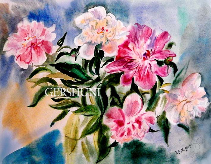 Этюд-пионы..