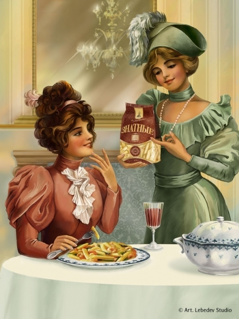 Рекламная иллюстрация для макарон "Знатные"
