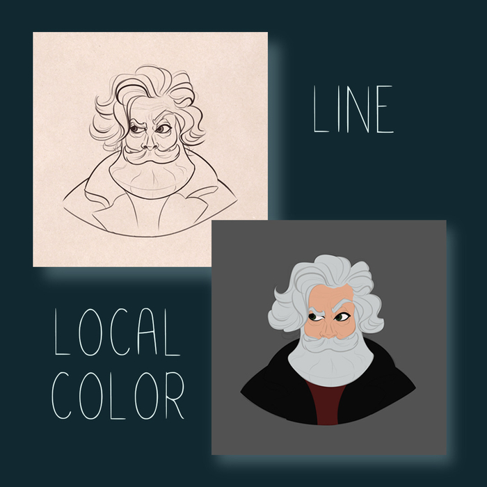 Лайн и базовые цвета к портрету моряка