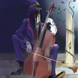 Gloomy cellist