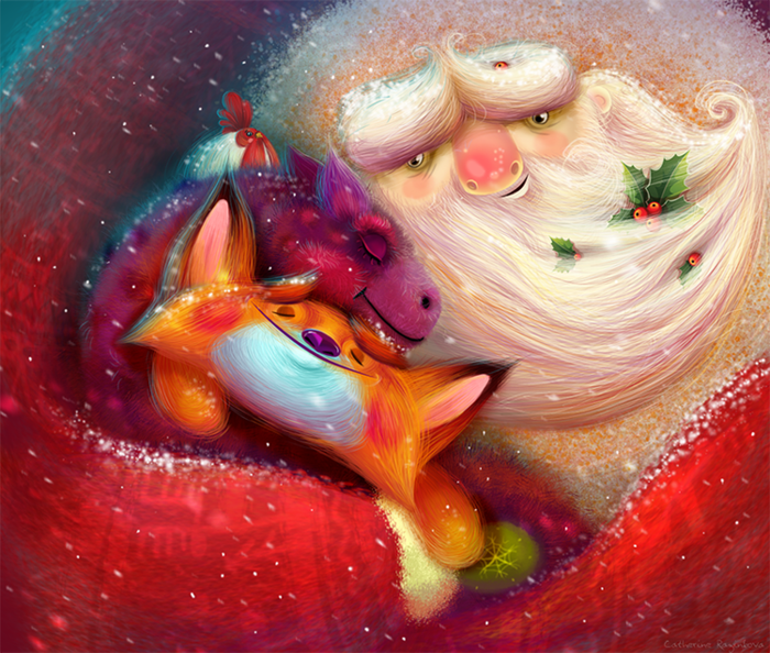 Лисенок, курочка, лошадка и дед мороз.......хо-хо-хо!