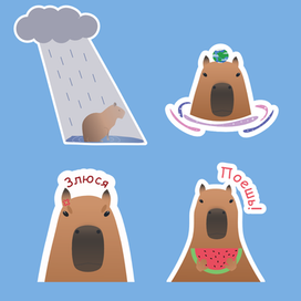 Стикеры "Такие разные капибары"
