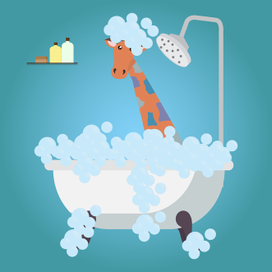 Жираф в ванной