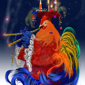 новогодний петушок -флейтист