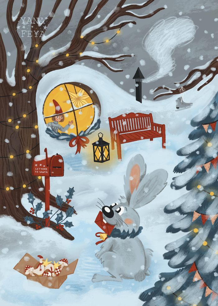 Рождественские гномы и их любимый кролик