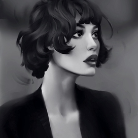 Semi-realistic b/w portrait