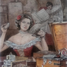 Иллюстрация для Анны Веневитиновой к рассказу "Пьеро и Коломбина. Кукольная рапсодия для патефона и плавленых сырков"