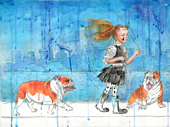 Прогулка с бульдогами