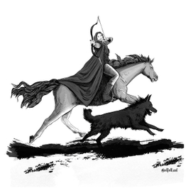 Huntress x black dog 🐺 Inktober.