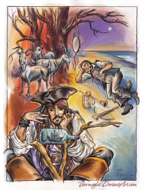 О том, как капитан Джек Воробей извлек "Черную Жемчужину" из бутылки. 