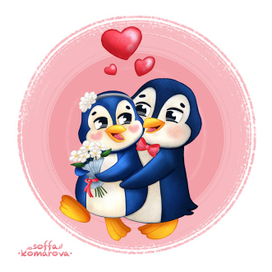 Пингвины ко Дню влюблённых