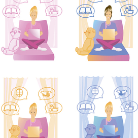 девушка дома учится и работает