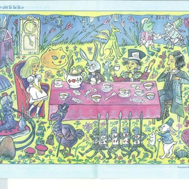 Иллюстрация для детского журнала "Миша". Сказка "Алиса в Стране Чудес".Разворот.