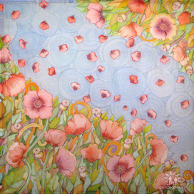 "Танец маковых лепестков" (роспись по шелку)