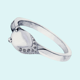 Кольцо с жемчугом и бриллиантами