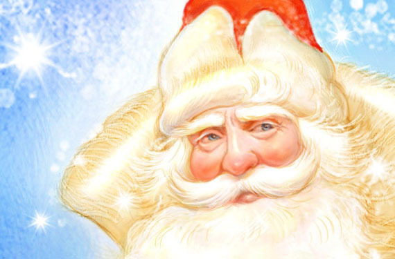 Дед Мороз в зелёном деталь