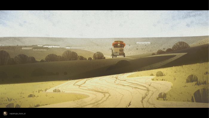 Пейзаж с телегой