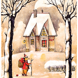 Теплая зима. Ежик и яблочный пирог