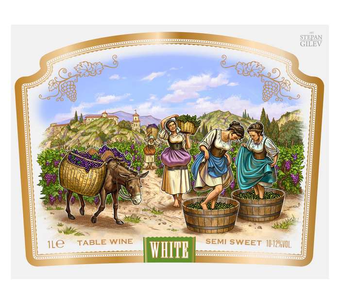 Иллюстрация для винной этикетки.