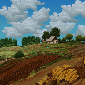 Домик и облака