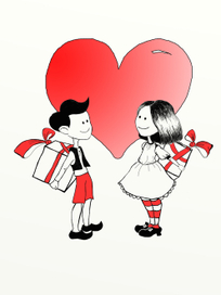 влюбленные с подарками