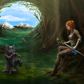 Кот и девушка