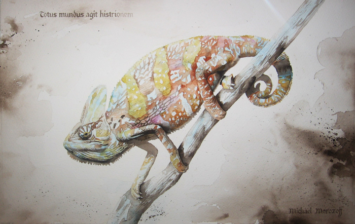 Хамелеон. акварель
