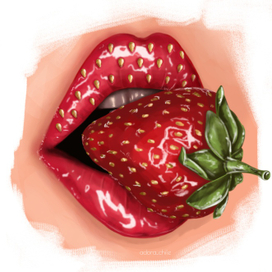 Губы с клубникой