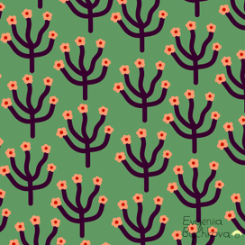 Простые повторяющиеся абстрактные цветы. Бесшовный паттерн