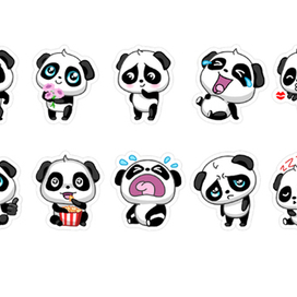 Панда. набор стикеров.