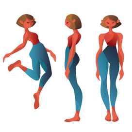 Векторная иллюстрация человека в трёх ракурсах