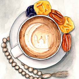 чашка кофе с сухофруктами